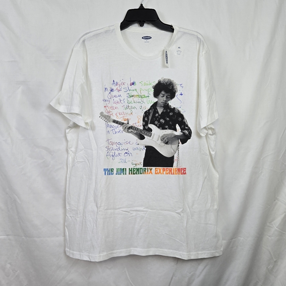 Old Navy Jimi Hendrix Unisex White Licensed Pop-Culture Graphic Tee XLβ New